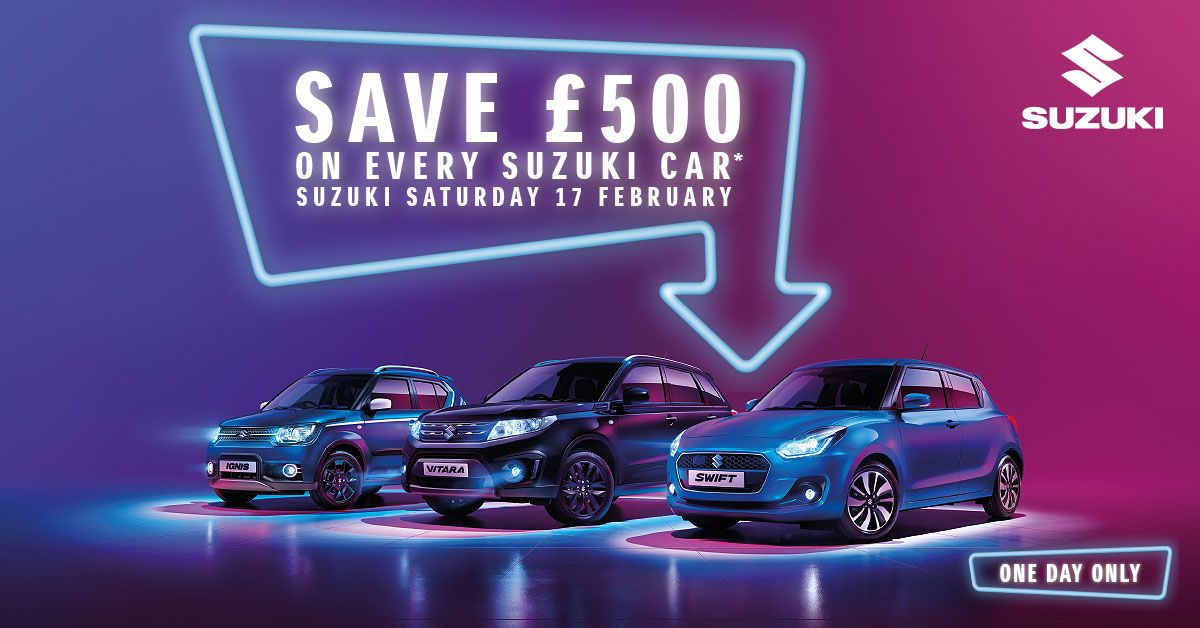 Save an extra £500 when you purchase on Suzuki Saturday - 17th February 2018